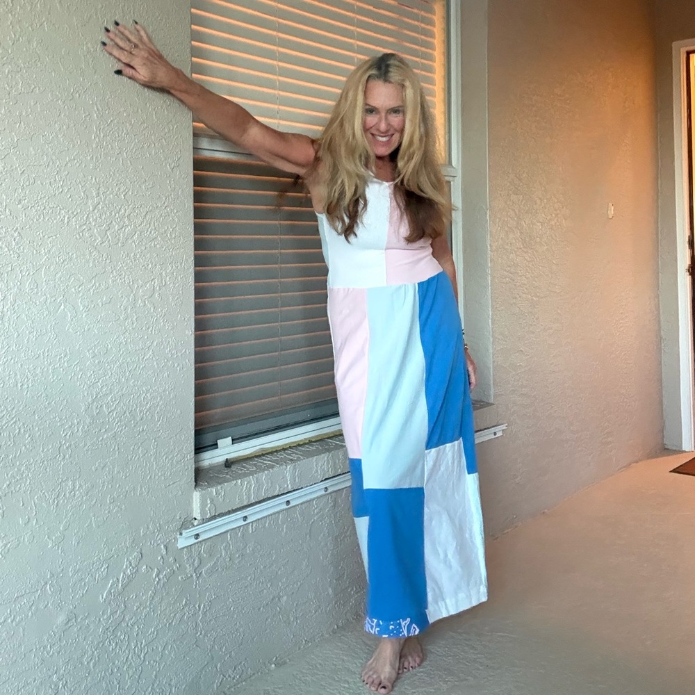 Boutique Pastel Patchwork Maxi Dress